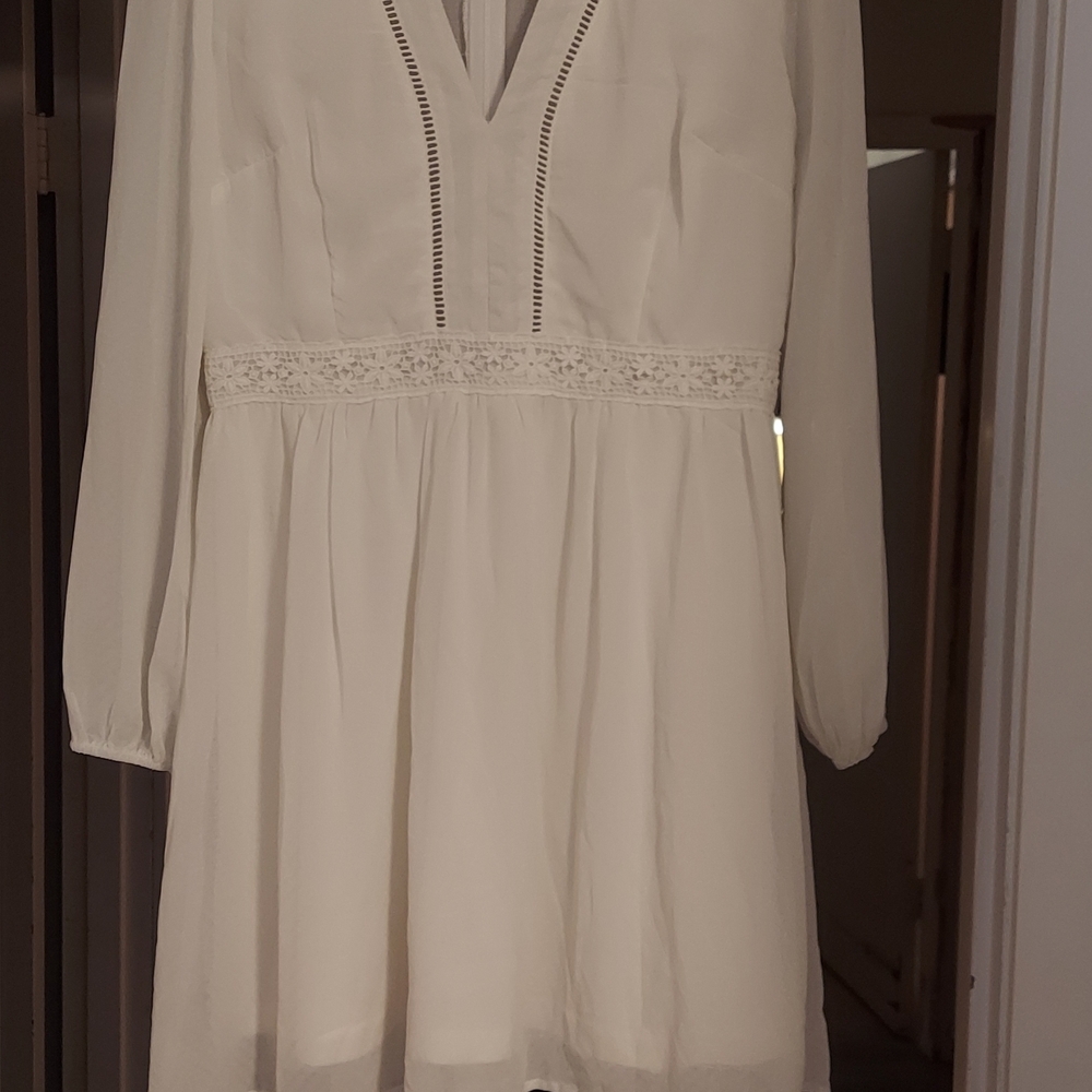JustFab White Long Sleeve Dress